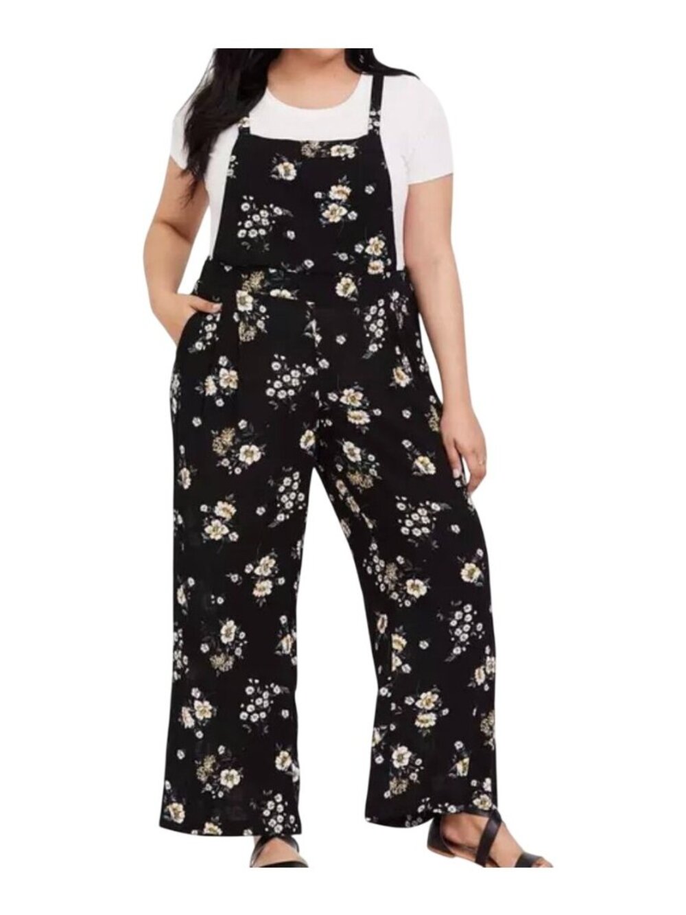 Torrid Floral Crinkle Wide Leg Jumpsuit 2X Boho Indie Festival Classic Feminine